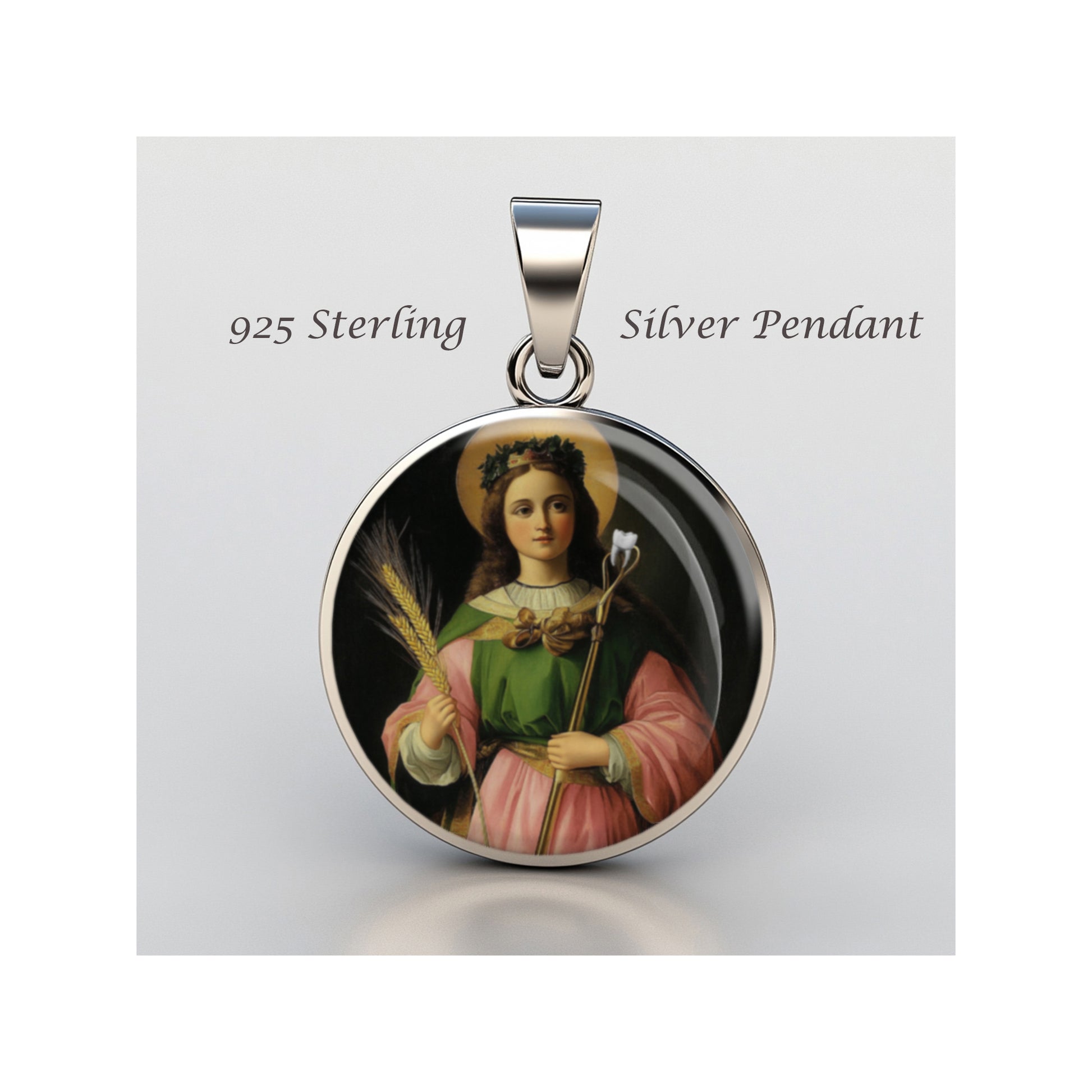 Saint Apollonia Catholic sterling silver 925 Christian Medal Patron Pendant image 0