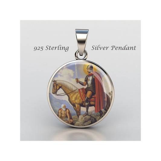 Saint Martin Of Tours Catholic sterling silver 925 Christian Medal Patron image 0