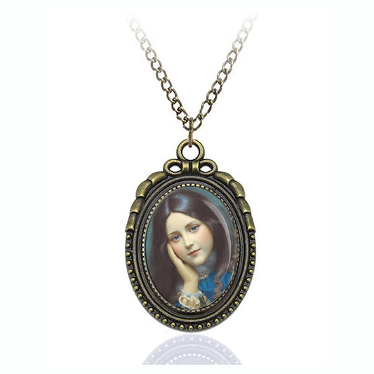 St. Therese Of Liseux Oval Bronze Necklace Catholic Saint Pendant Medal image 0