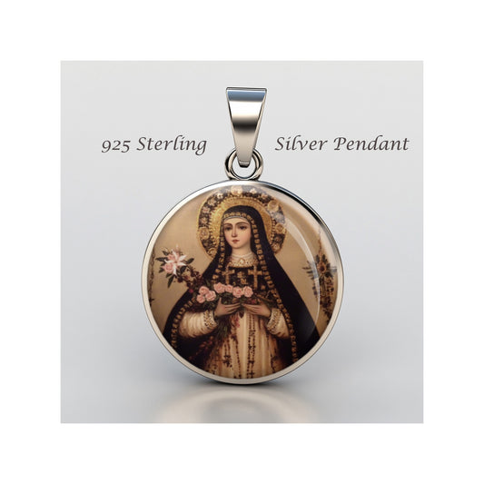 Saint Rose Of Lima Catholic sterling silver 925 Christian Medal Patron Pendant image 0