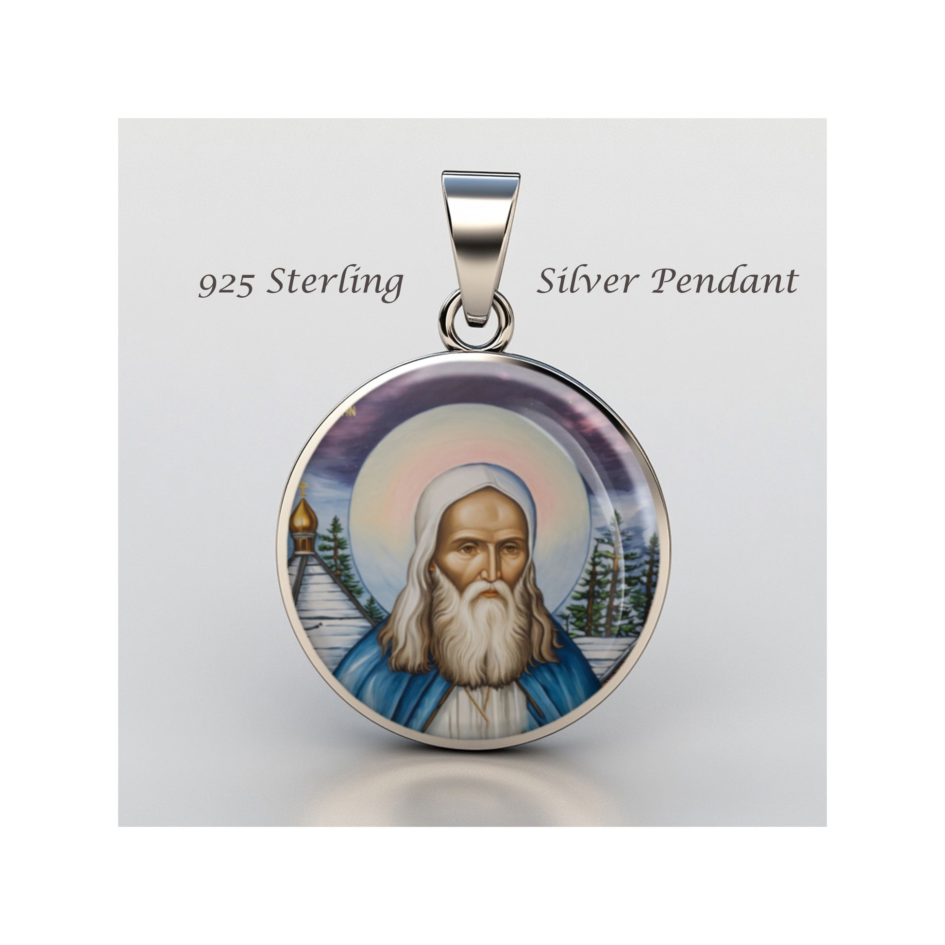Saint Herman Of Alaska Catholic sterling silver 925 Christian Medal Patron image 0