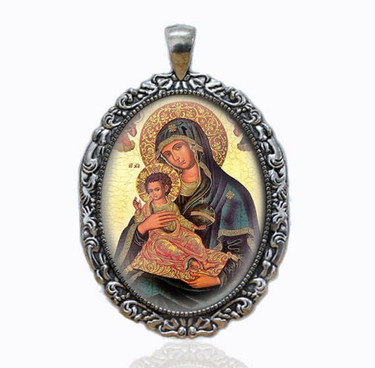 Byzantine Icon Of Virgin Mary Theotokos Medal Christian Jewelry NEW
