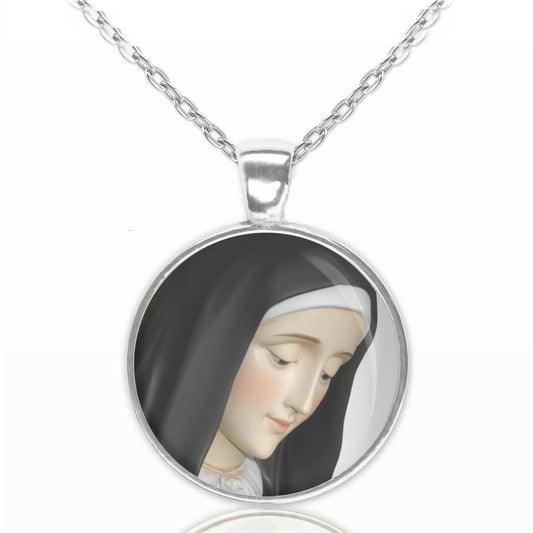 St Scholastica Catholic Necklace Medal Pendant