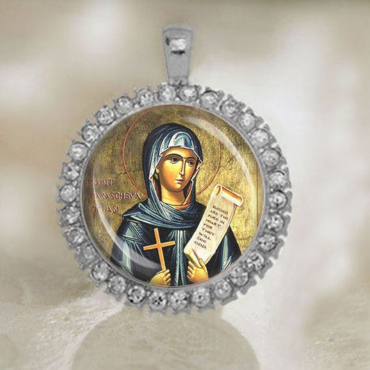 St Paraskeva Medal Orthodox Patron Christian Pendant Handmade