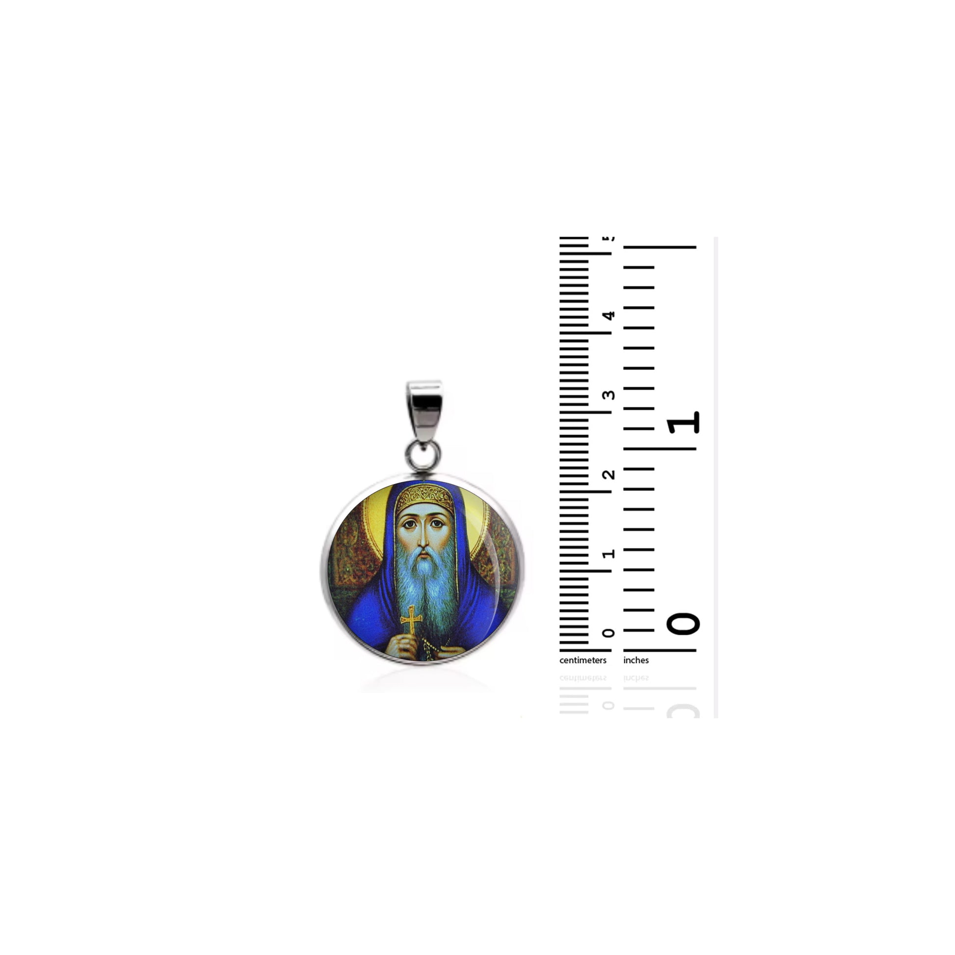 Saint Shenouda The Archimandrite Catholic sterling silver 925 Christian Medal image 1