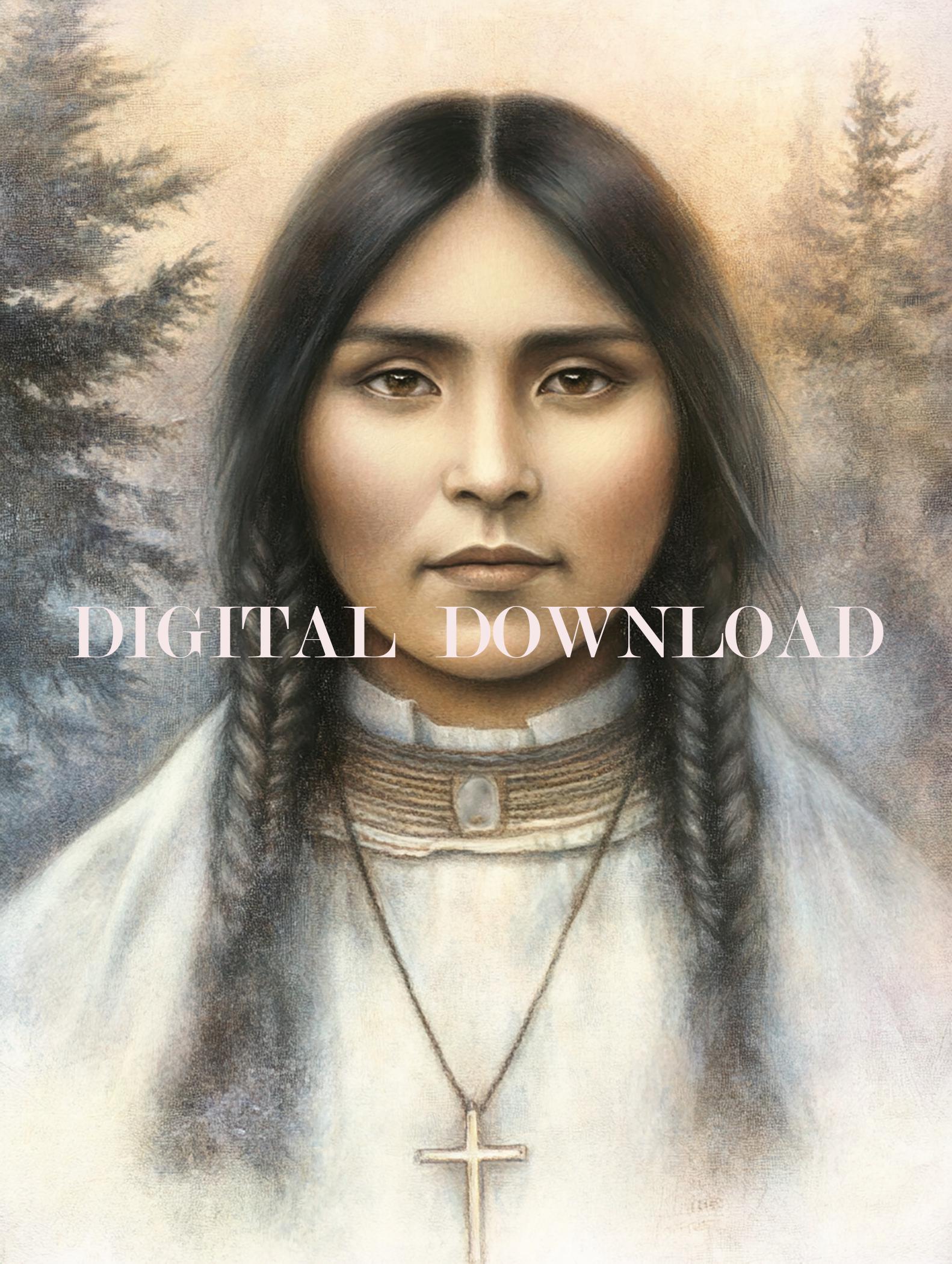 St. Kateri Tekakwitha Religious Catholic Art Digital Image Print image 0