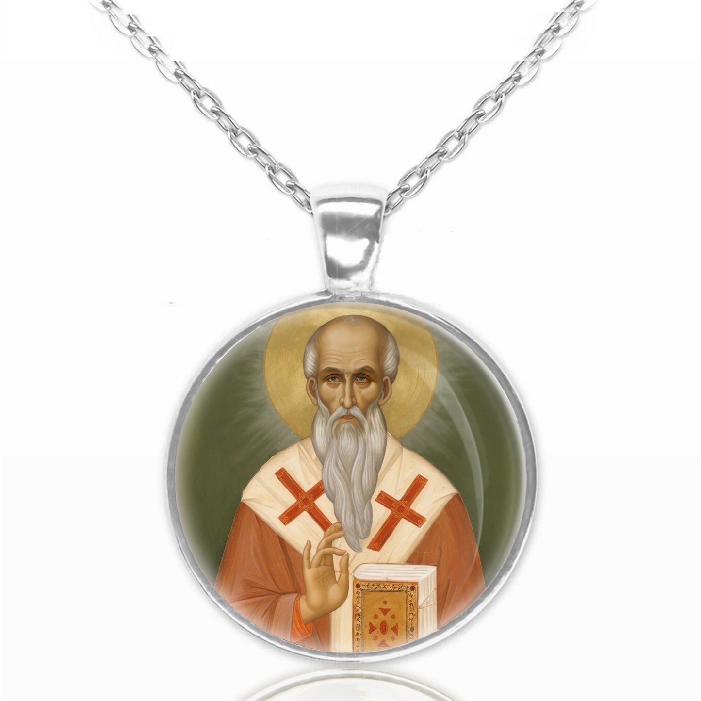 St. Polycarp of Smyrna Necklace Christian Medal Pendant Patron Religious Jewelry