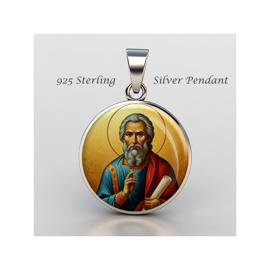 Saint Joshua Catholic sterling silver 925 Christian Medal Patron Pendant image 0