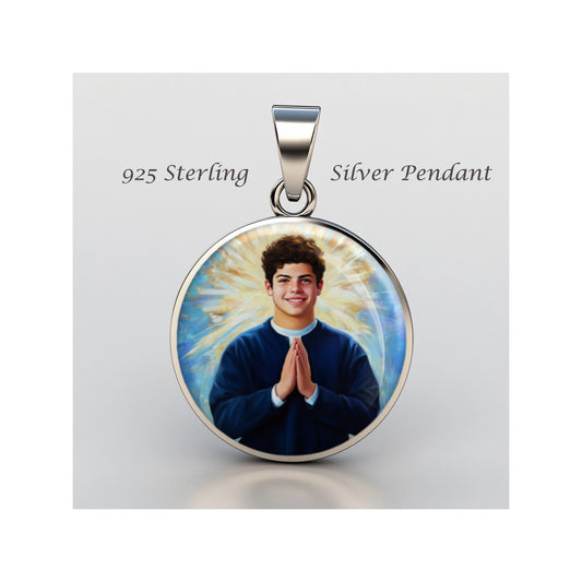 Carlo Acutis Blessed Catholic sterling silver 925 Christian Medal Patron Pendant image 0