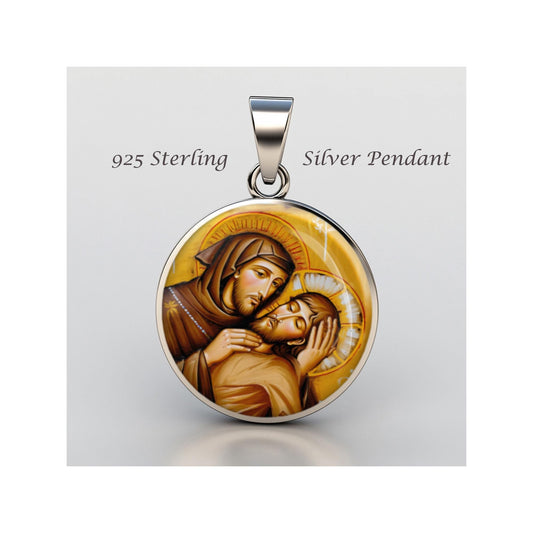 Saint Francis Of Assisi And Christ Religious Devotional sterling silver 925 Christian Medal