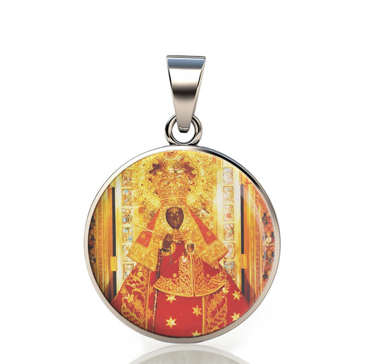Our Lady Guadalupe 925 Sterling Silver Round Pendant Christian Religious Medal  20mm