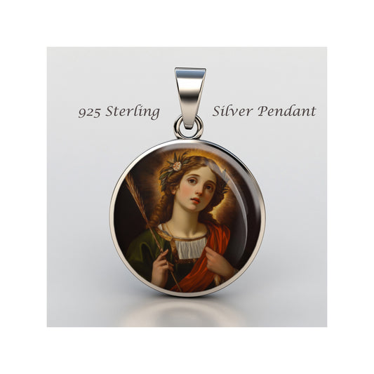 Saint Lucy Catholic sterling silver 925 Christian Medal Patron Pendant image 0