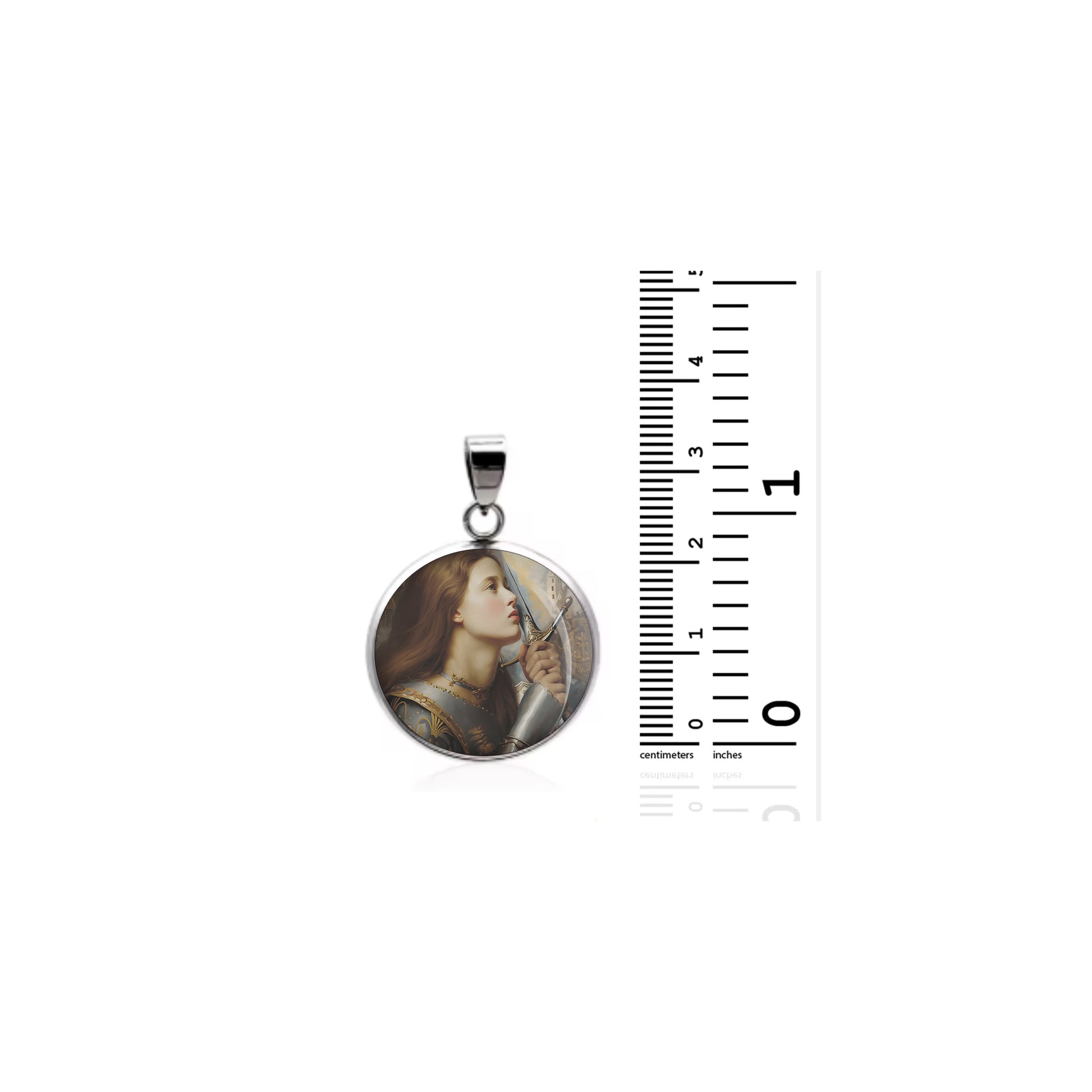 Saint Joan Arc Kisses The Sword Liberation Catholic sterling silver 925  Medal image 1