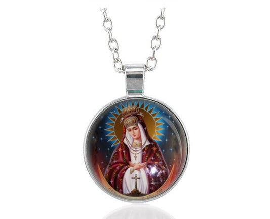 Virgin Mary Ostrobramska Necklace Our Lady of the Gate of Dawn Pendant