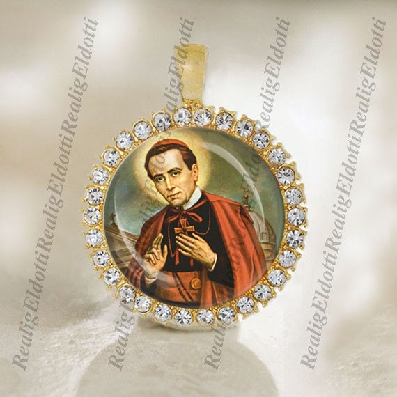 St John Neumann Catholic Religious Jewelry Patron Gold Tone Medal Pendant