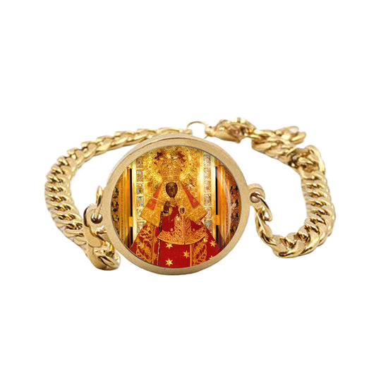 Our Lady of Guadalupe Curb Bracelet Gold or Silver tone Mary Catholic Jewelry