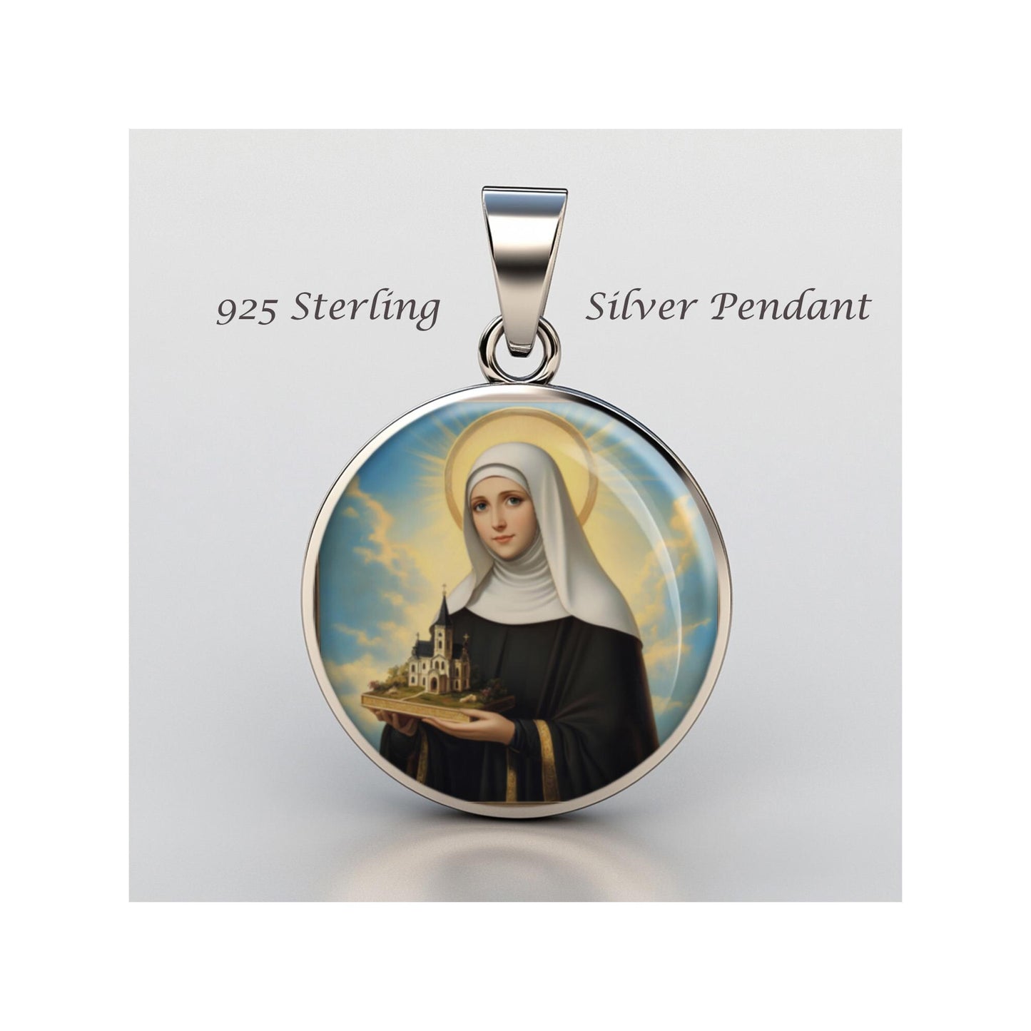 Saint Agnes Of Bohemia Religious Devotional sterling silver 925 Christian Medal Patron