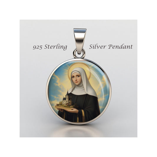 Saint Agnes Of Bohemia Religious Devotional sterling silver 925 Christian Medal Patron