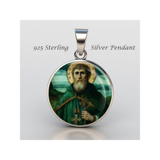 Saint Kevin Of Glendalough Catholic sterling silver 925 Christian Medal Patron image 0