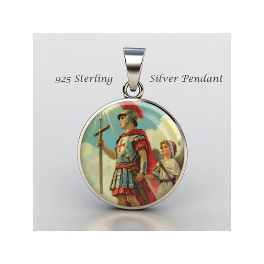Saint Florian Catholic sterling silver 925 Christian Medal Patron Pendant image 0