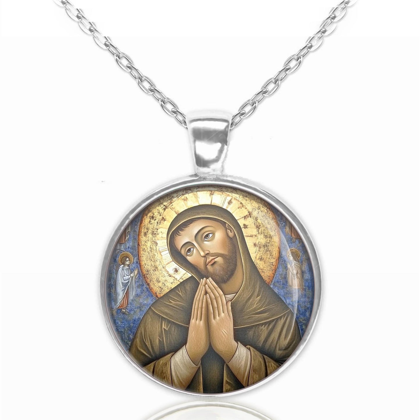 St. Francis of Assisi in Prayer Necklace Medal Pendant