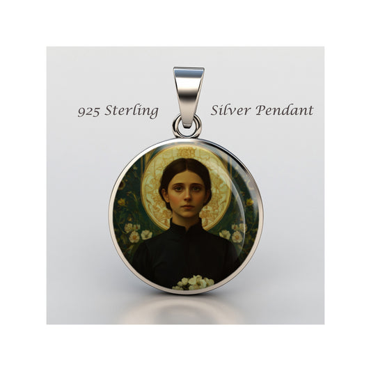 Saint Gemma Galgani Catholic sterling silver 925 Christian Medal Patron Pendant image 0