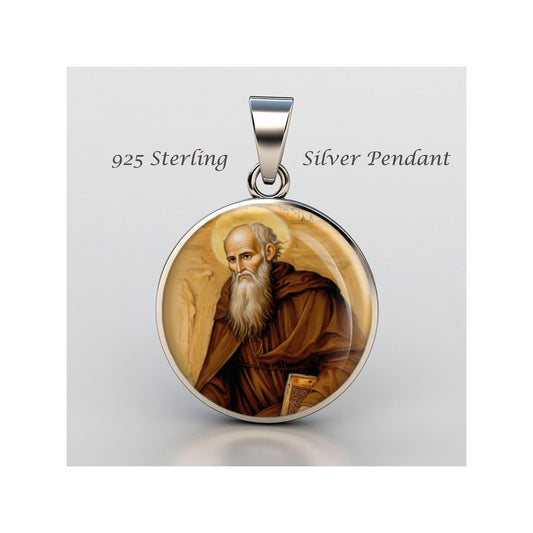 Saint Anthony The Abbot Religious Devotional sterling silver 925 Christian Medal Patron