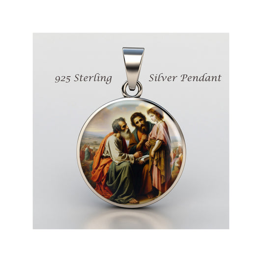 Saint Joseph And Jesus With John The Baptist Catholic sterling silver 925 Medal image 0