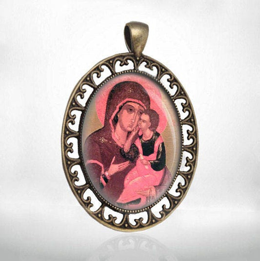 Virgin Of Liubech Mother Mary w Jesus Madonna of Lyubech Orthodox Medal Pendant