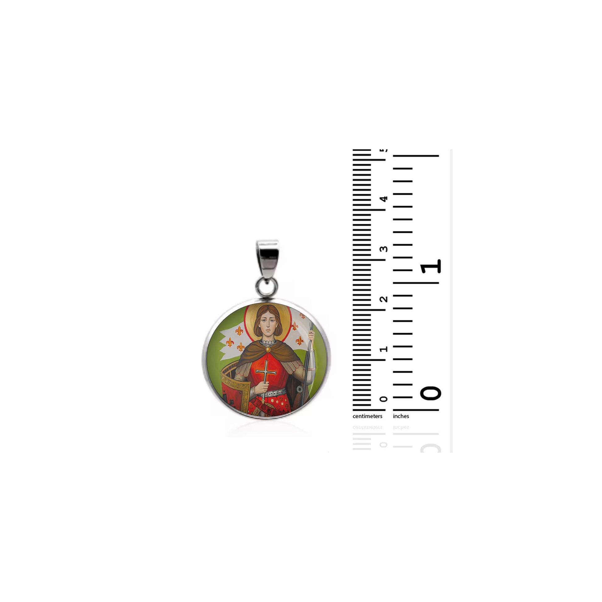 Saint Joan Of Arc Catholic sterling silver 925 Christian Medal Patron Pendant image 1
