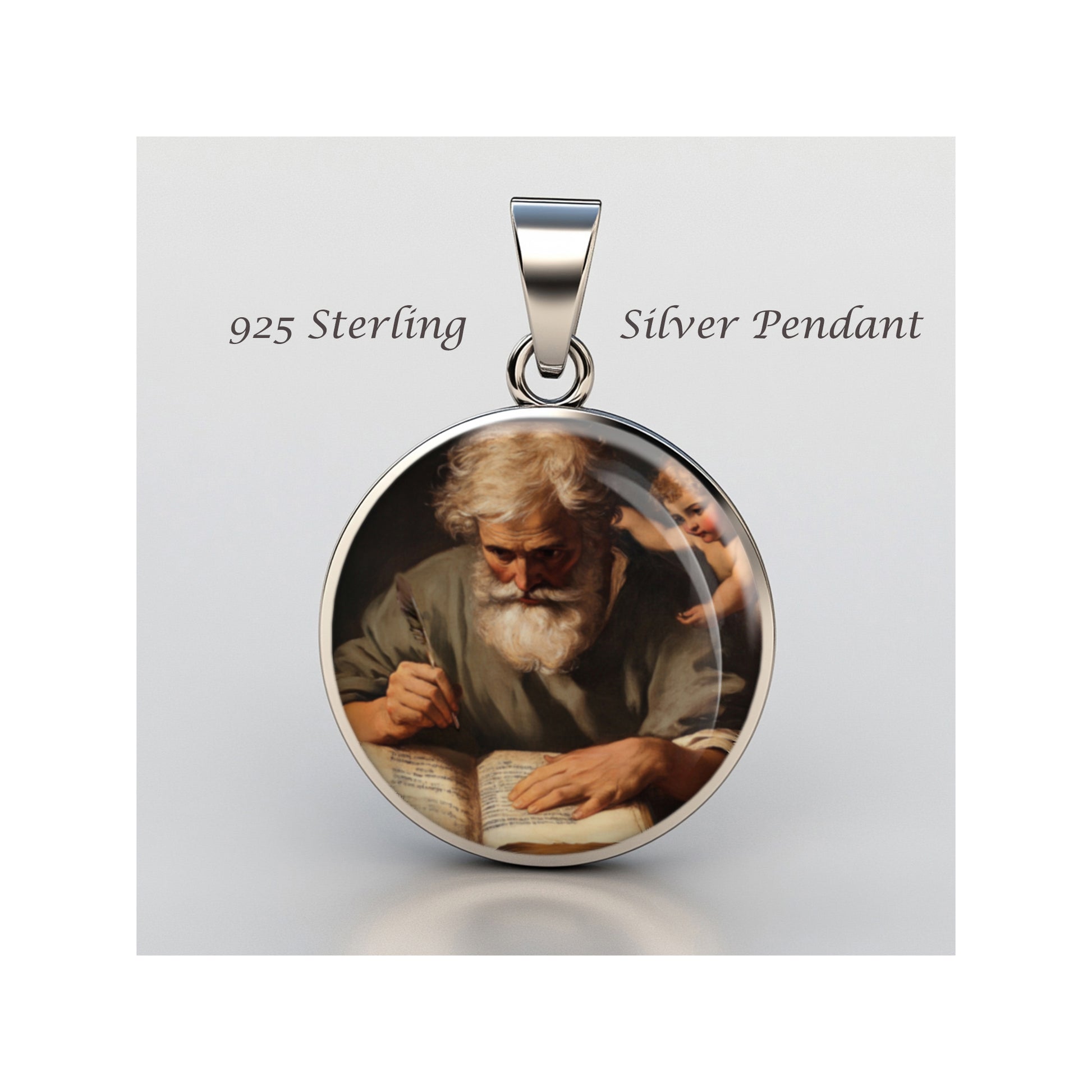 Saint Matthew The Apostle Catholic sterling silver 925 Christian Medal Patron image 0