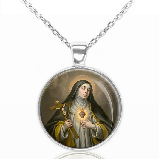 St. Rita Of Cascia Necklace Catholic Saint Pendant Medal image 0