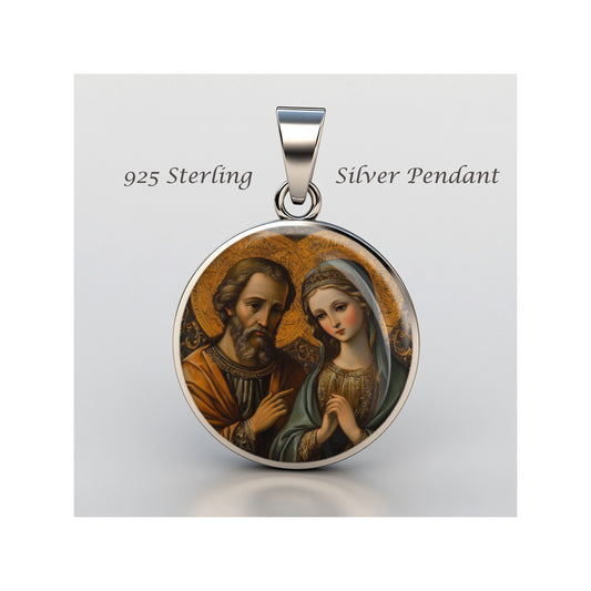 Saint Joachim And Anne Catholic sterling silver 925 Christian Medal Patron image 0