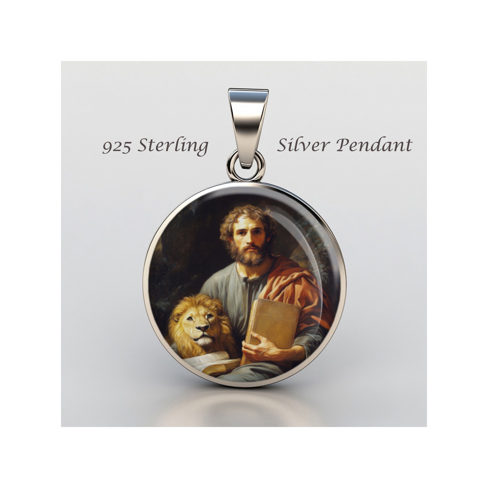 Saint Mark The Evangelist Catholic sterling silver 925 Christian Medal Patron image 0