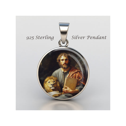 Saint Mark The Evangelist Catholic sterling silver 925 Christian Medal Patron image 0