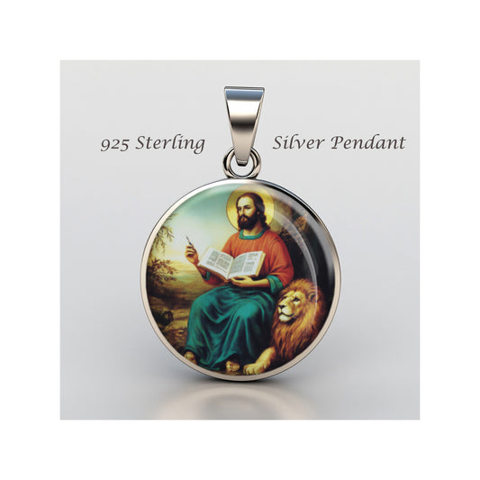 Saint Mark The Evangelist Catholic sterling silver 925 Christian Medal Patron image 0
