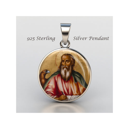 Saint John The Evangelist Catholic sterling silver 925 Christian Medal Patron image 0