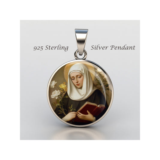 Saint Catherine Of Siena Catholic sterling silver 925 Christian Medal Patron image 0
