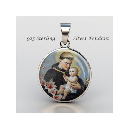 Saint Anthony Of Padua Catholic sterling silver 925 Christian Medal Patron image 0