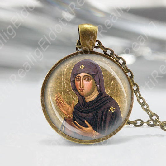 Advocata Nostra Mother Mary Protection Our Lady Icon Medal Necklace Orthodox Religious Pendant Bronze Jewelry