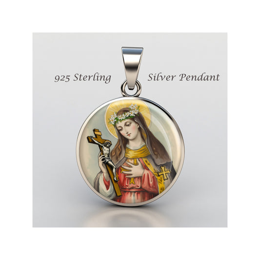 Saint Flora Catholic sterling silver 925 Christian Medal Patron Pendant image 0