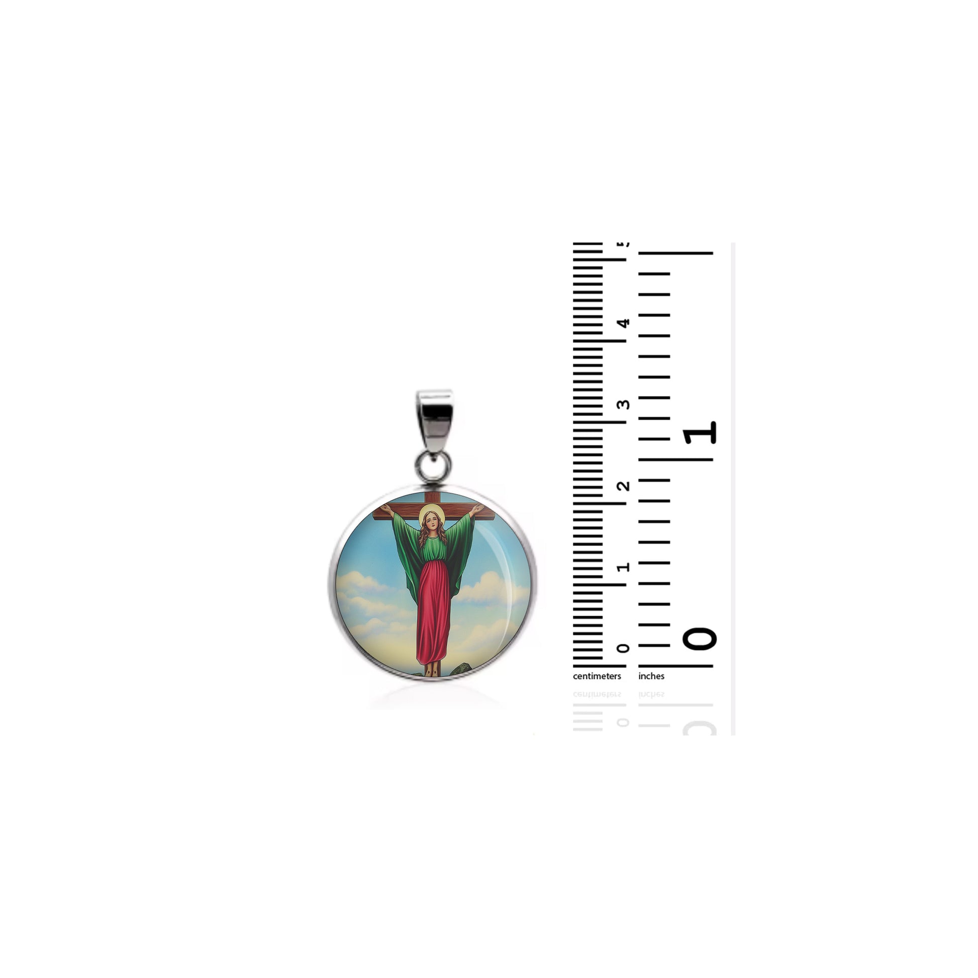 Saint Liberata Saint Wilgefortis Catholic sterling silver 925 Christian Medal image 1
