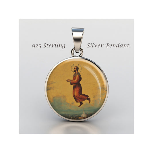 Saint Joseph Of Cupertino Catholic sterling silver 925 Christian Medal Patron image 0