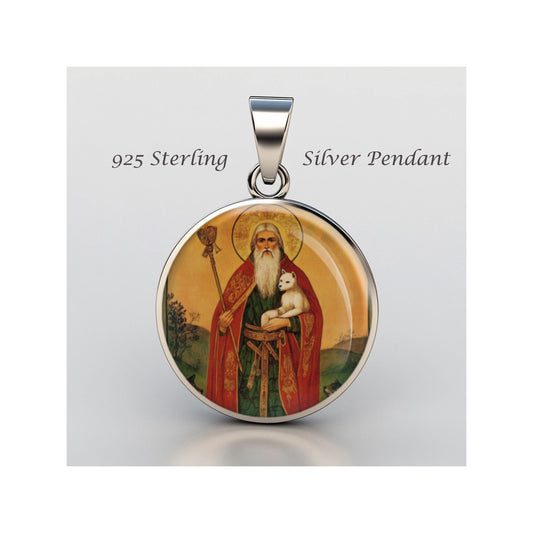 Saint Ailbe Religious Devotional sterling silver 925 Christian Medal Patron Pendant