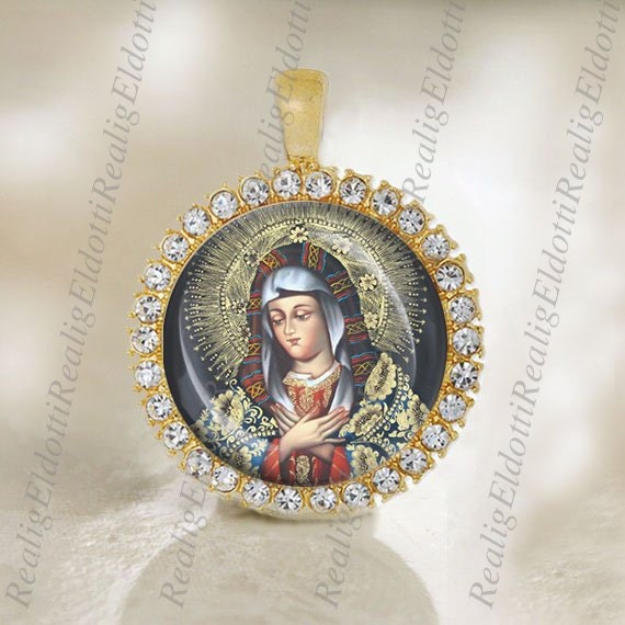 Virgin Mary Cuzco School Art Catholic Medal Pendant Religious Jewelry