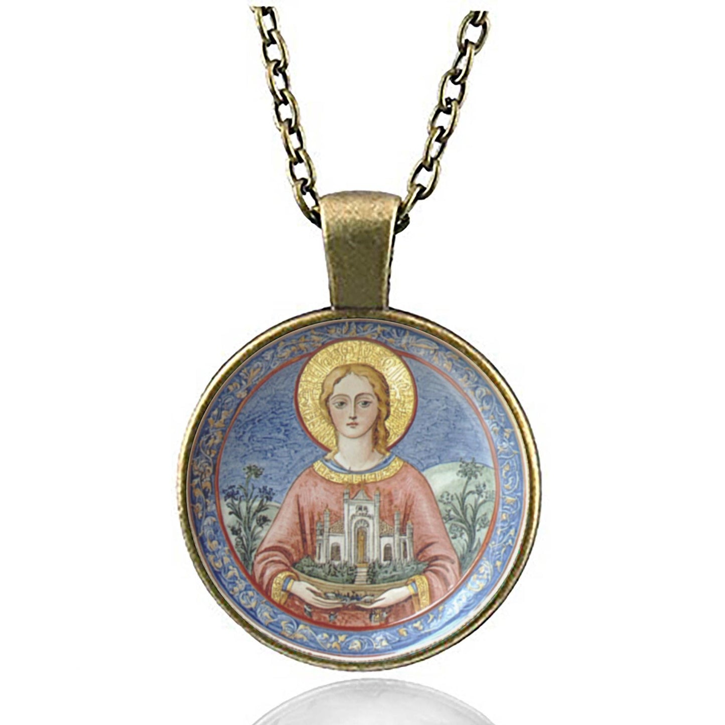 St Seraphina Patron Saint Christian Necklace Jewelry Medal Pendant