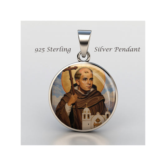 Saint Father Junipero Serra Ferrer Catholic sterling silver 925  Medal Patron image 0