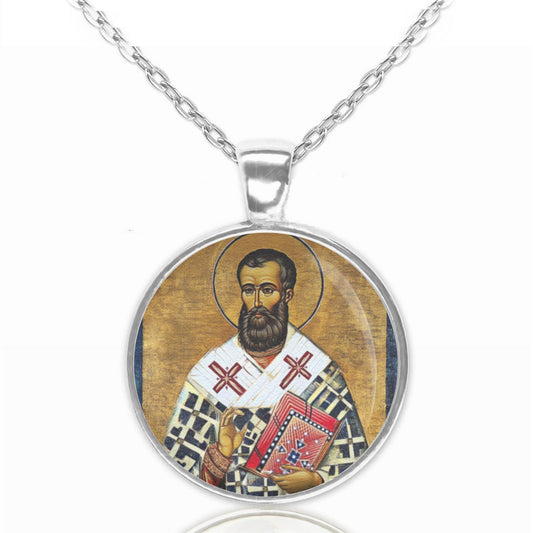 St Ambrose Religious Necklace - Patron Saint Medal Pendant