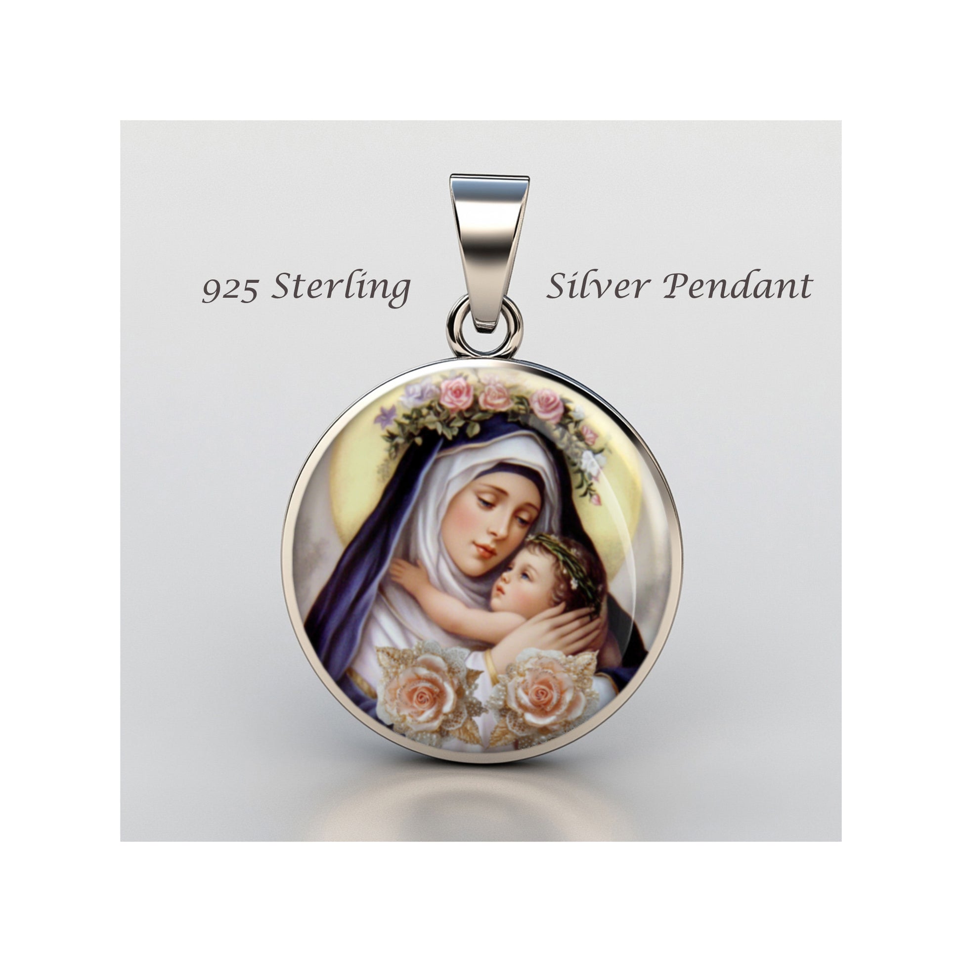 Saint Rose Of Lima Catholic sterling silver 925 Christian Medal Patron Pendant image 0
