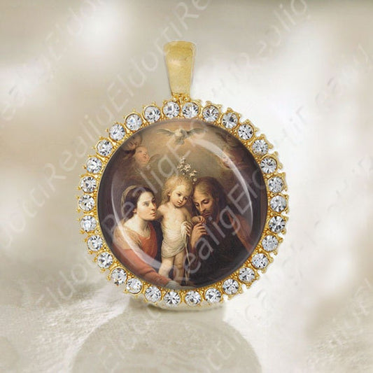 Jesus Holy Family Ghost Medal Catholic Gold Tone Christian Religious Jewelry